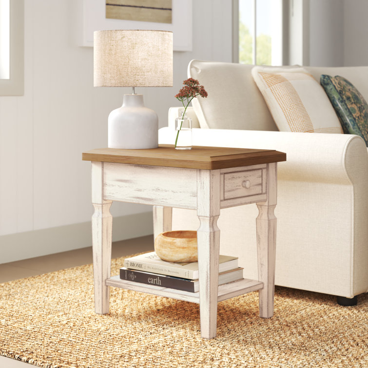 Sand & Stable Bonas 24'' Tall Solid Wood End Table with Storage